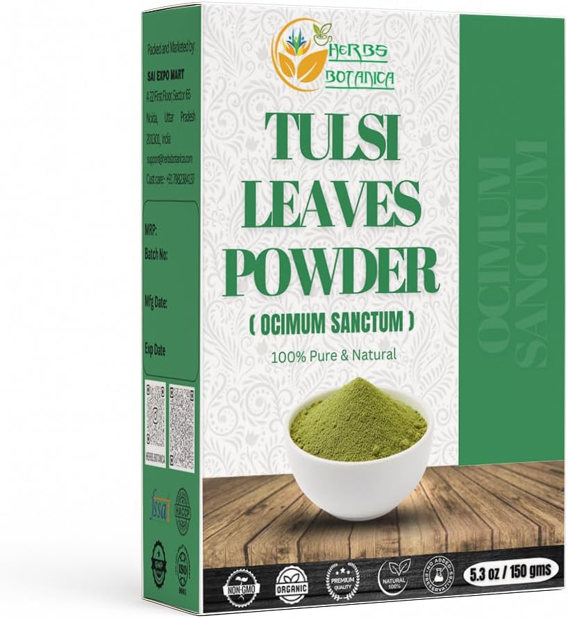 Herbs Botanica Tulsi Toz Tulasi Holy Basil Tulsi Toz Ocimum Sanctum Vitality & Wellness - Pure, Natural, and Invigorating Boost Immunity Natural 5.3 ozmum