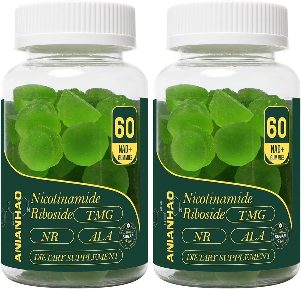 NAD+ Sugar Free Gummies 1500mg, 60 Gummies, True NAD+ & Resveratrol Supports Anti-Aging, Antioxidant Support, Metabolism & Energy Boost (2 Month Supply)