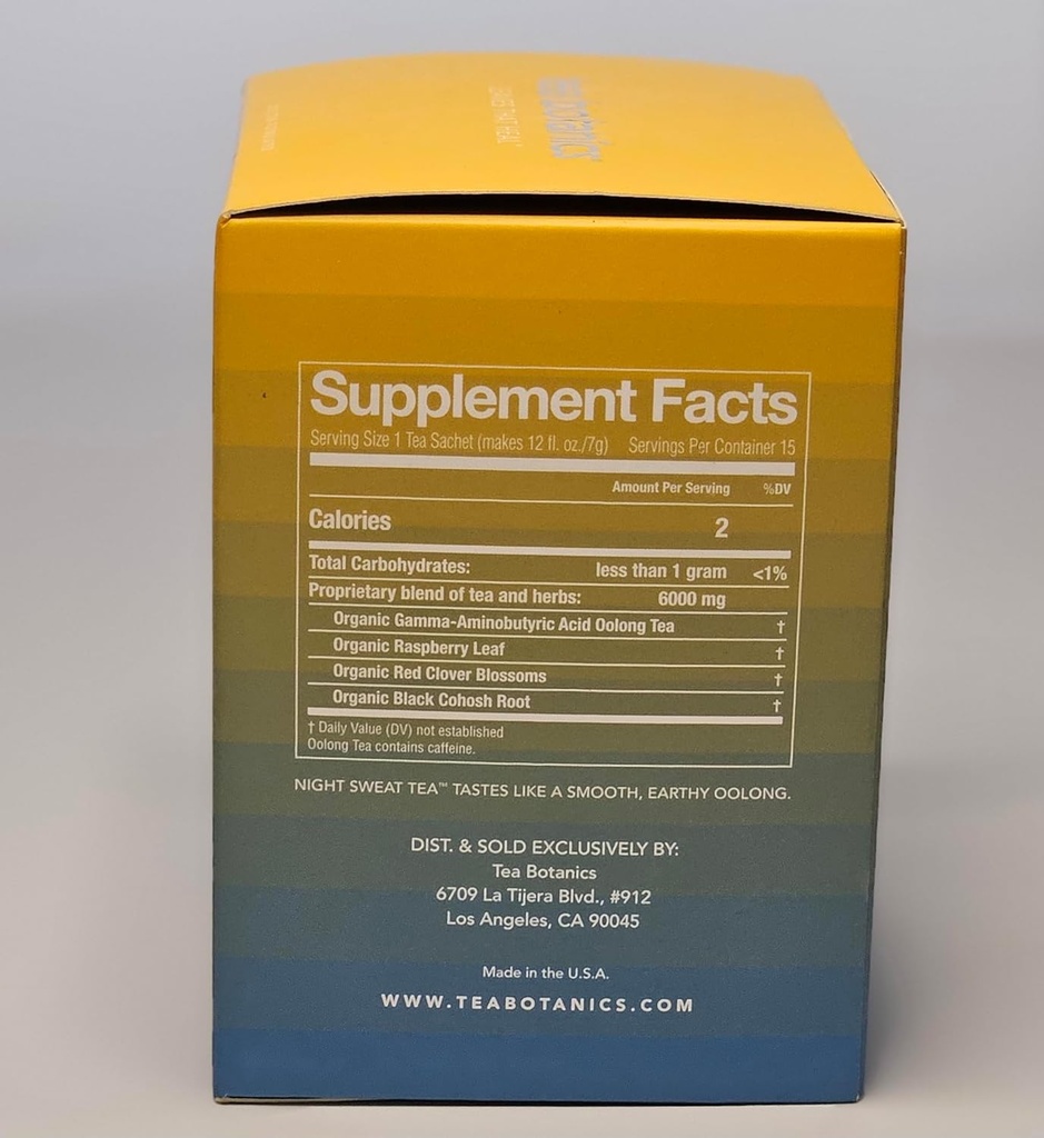 Night Sweat Tea – Güçlü, Organik, Gece Terleri İçin Yardım, SLEEPLESSNESS, Mood, Helps Support Hormon Balance UP to and Including Menopause* (15 Day Supply)