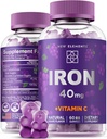Iron Gummies 40mg with Vitamin C 100mg – Best Iron Supplement for Women, Men & Adults – Free Blood Builder for Anemia – Immune Support & Energy Booster | Fruit Pectin | Vegan | Non-GMO