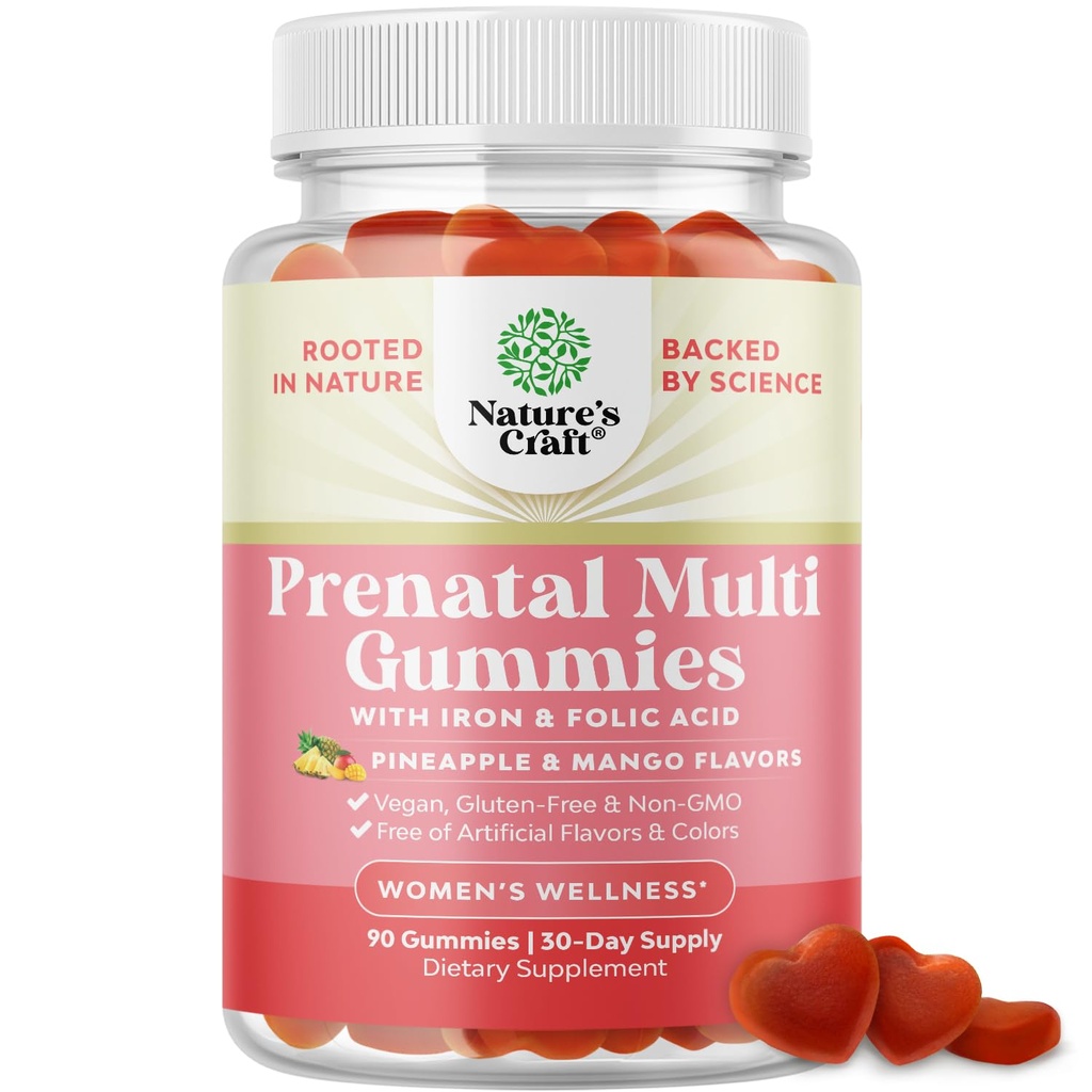 Vegan Kadınlar için Prenatal Gummies - Demir Folic Acid ve Superfurt ile Kadınlar için Gummy Prenatal Vitaminler - Chewable Vitamins Gummy Formula (Pappinele Mango) 1 ay