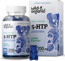 Wild & Organic 5-HTP 200 mg Mood Gummies - L-Tryptophan for Relaxation and Natural Calm - 5 HTP Supplement for Brain Support - 60 Vegan, Non-GMO 5HTP Gummies