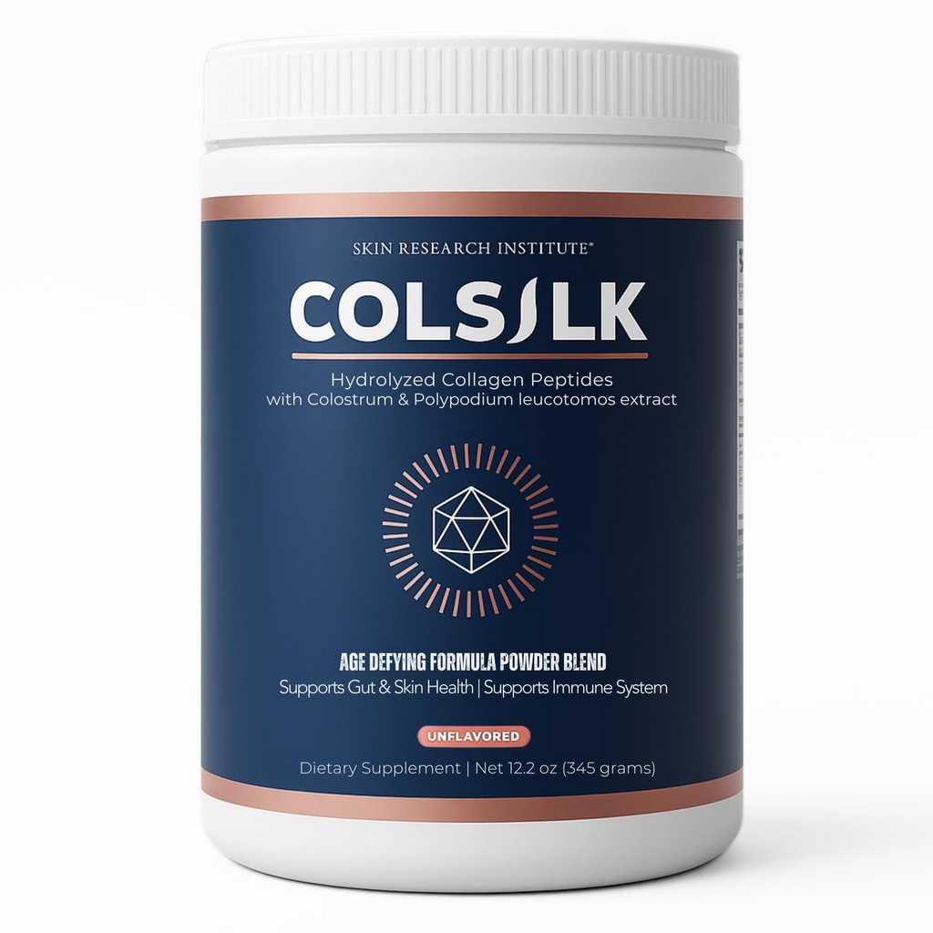 SRILabs ColSilk Unflavred Hydrolyzed Collagen Powder with Colostrum and Polypodium - Δέρμα, Μαλλιά, Καρφάκια, Υγεία και Κοινή Υποστήριξη - One Scoop Daily 