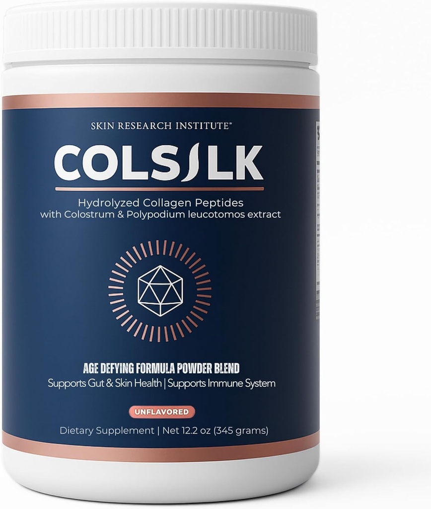 SRILabs Colrajk Unflavored Hydrolyzed Collagen Toz with Colostrum and Polypodium - Skin, Hair, Nails, Gut Health and Joint Support - One Scoop Daily | 1 Ay Supply