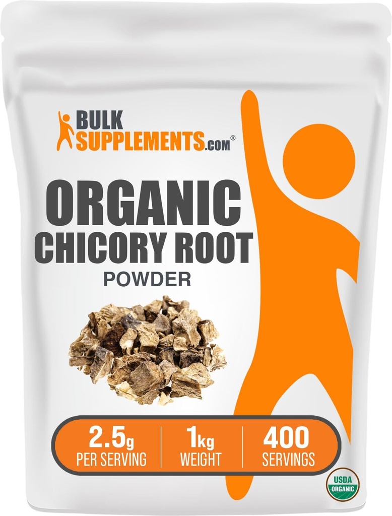 BulkSupplements.com Βιολογική σκόνη ρίζας τσίκορυ - συμπλήρωμα ρίζας τσίκορυ, Chicory Root Coffee Alternative - Συμπλήρωμα ινών, Χωρίς γλουτένη, 2,5g ανά σερβίροντας, 1kg (2,2 lbs) (πακέτο του 1)