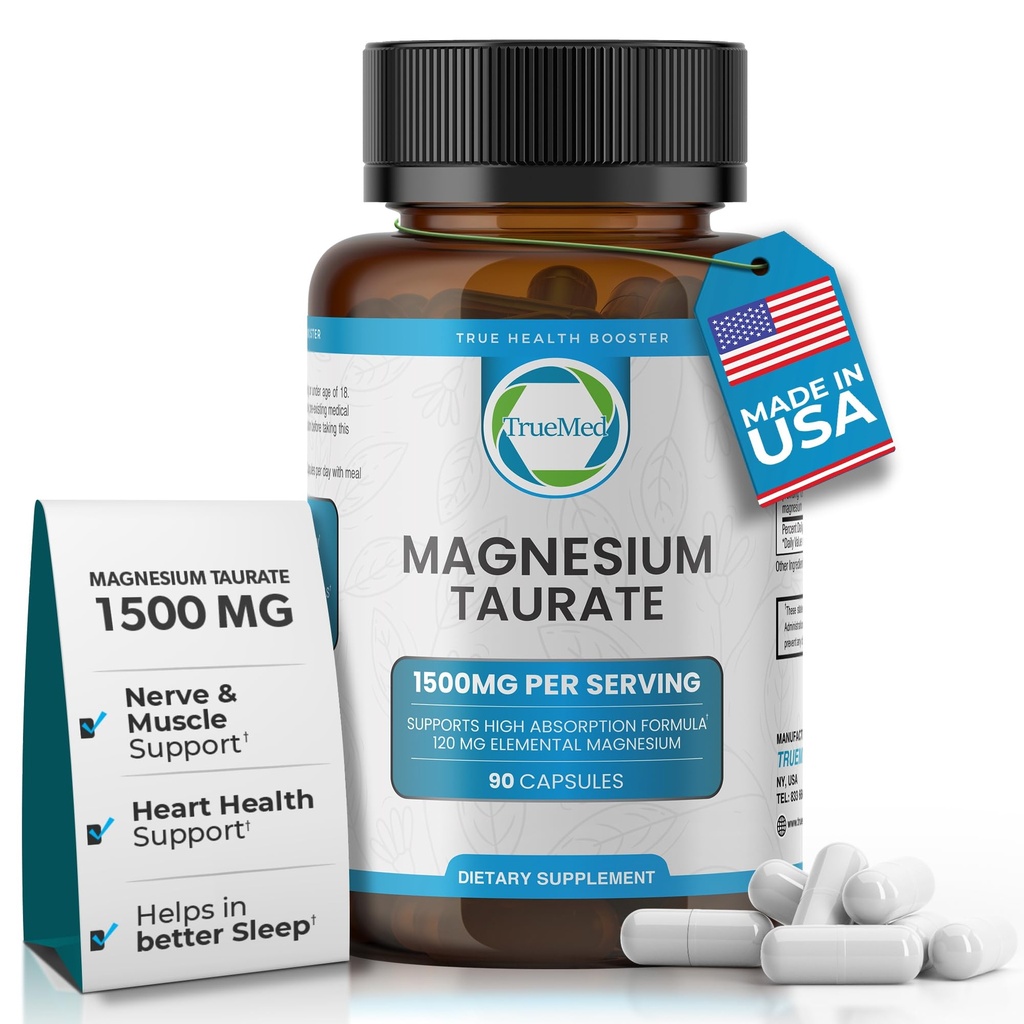 Doğal Taurate Supplement 1500 mg with 90 Capsules - 30 Days Supply for Sleep Support, Heart Health, Relaxation, Blood Pressure Balance ve Energy Boost