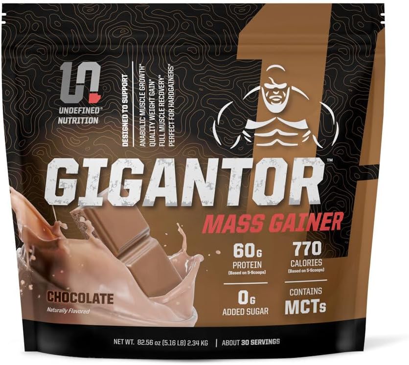 Απροσδιόριστη διατροφή Gigantor Mass Gainer από Brian Shaw (60g πρωτεΐνη, 30 σέρβις, μέχρι 790 θερμίδες ποιότητας) – Hardcore σκληρή Gainer Formula με 5-φασική πρωτεΐνη Blend (5,16 lbs, σοκολάτα)