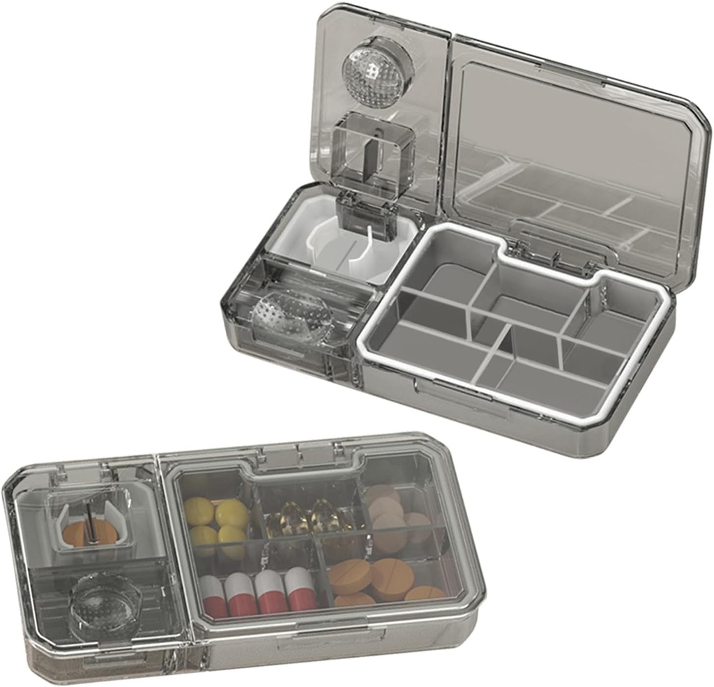 Günlük Pill Box, Kesme ve Kırağı ile, Teeloray Travel Pill Box Organiseri, Faraday Free Pill Case Sealed Moistureproof Portable, Medicine Storage Box for Vitamin/Medication /Tablets/Supplements (Grey)