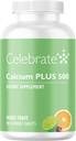 Celebrate Vitamins Calcium Plus - 500mg Calcium Citrate, 333 IU Vitamin D3 & 34mg Magnesium for Post Bariatric Surgery - Gluten-Free & Sugar-Free - Mixed Fruit, 90 Chewable Tablets