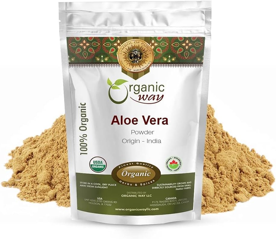 ORGANIC WAY Aloe Vera Toz (Aloe barbadensis) - Organik & Kosher sertifikalı | Raw, Vegan, GMO & Gluten Free | USDA sertifikalı | Origin - India (16 Oz)