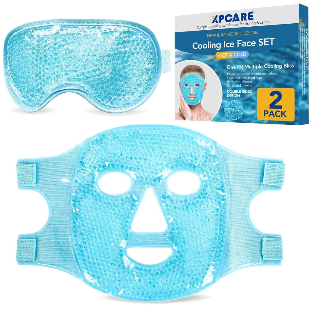 XPCARE Soğuk Yüz Maskesi ve Soğutma Göz Maskesi Puffy Eyes & Migraine Relief, Gel Eye Mask, Cool Face Maskes for Dark Circles, Eye Surgery, Sleep, Printing, Headaches, Skin Care