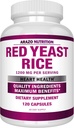 Arazo Διατροφή Red Yeast εκχύλισμα ρυζιού 1200 MG – Χωρίς κιτρινίνη συμπλήρωμα – Χορτοφαγικά 120 κάψουλες