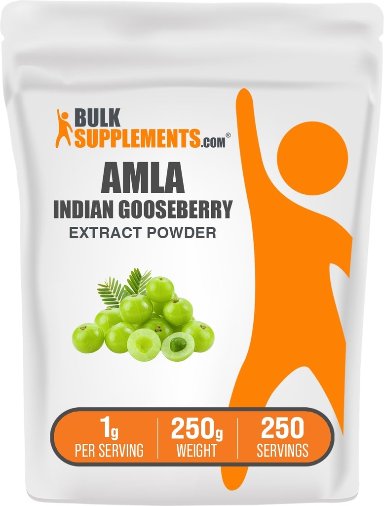 BulkSupplements.com Amla Extract Powder - ινδικό εκχύλισμα Gooseberry, σκόνη Amla - Χωρίς γλουτένη, 1g ανά υπηρεσία, 250g (8,8 oz) (πακέτο του 1)