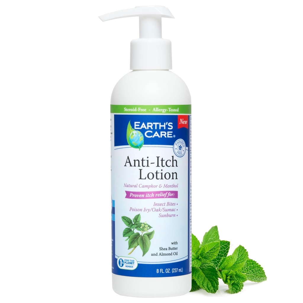 Dünya Menthol ve Camphor ile Anti Itch Lotion - Steroid Free - Soothes Sunburn, Kuru ve Itchy Skin ve Minor Skin Irritation, FL. 8 OZ