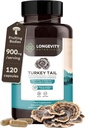 Organic Turkey Tail Mushroom Capsules Supplement (120) | Pure Fruiting Body 10:1 High Strength Extract | 50% Beta-D Glucans | 9,000mg Raw Equivalent Per Serving | Immune, Gut & Microbiome Support