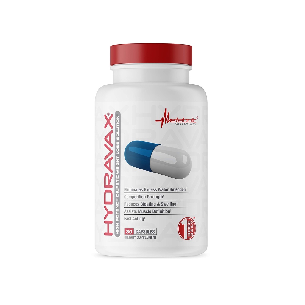 Metabolik Beslenme, Hydravax - Premium Diuretic Water Pills, Natural & Safe, Eliminates Water Retention, Dandelion, Magnezyum, Green Tea Extract, Cranberry Toz, 30 Capsules, 1 Dose Daily