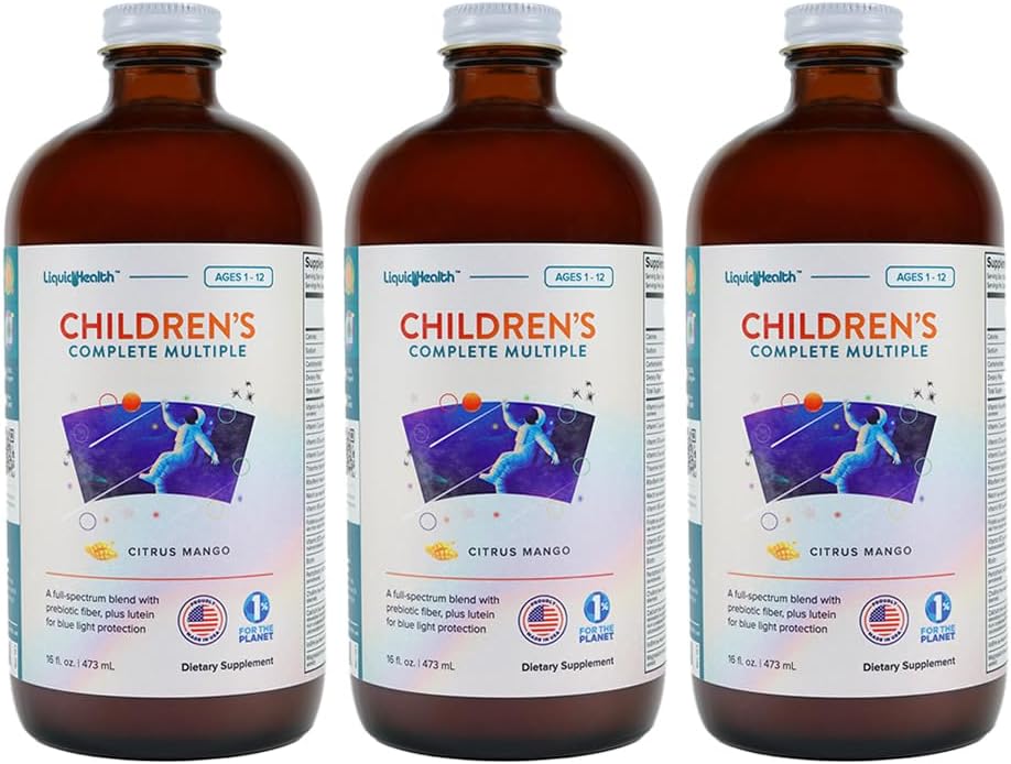 LIQUIDHEALTH Çocuklar Çocuklar için Tam Sıvı Çokvitamin, Toddler - Temel Vitaminler, Nutrients & Minerals, Immune Support, Gut Health - Amerika'da Made in the USA, Vegan, Non GMO, Sugar-Free (3 Pack)