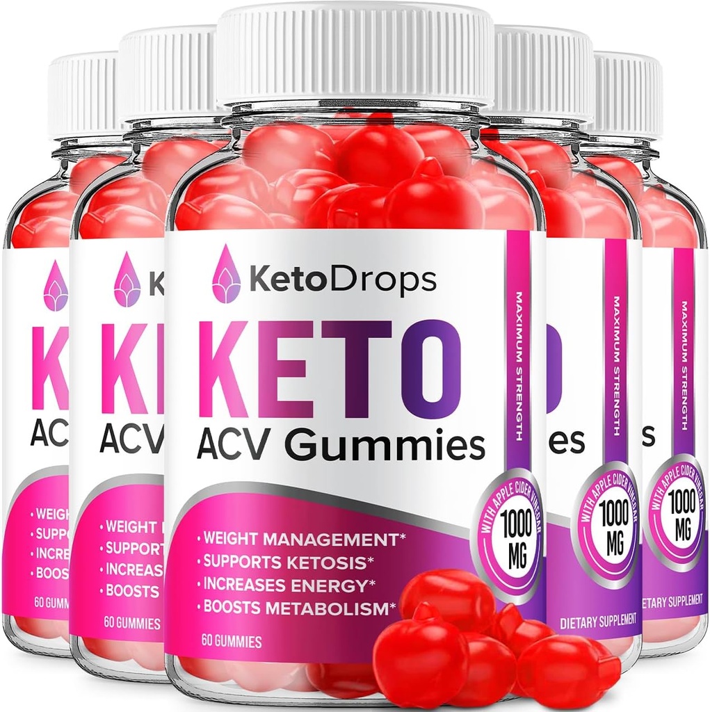 (5 Pack) Keto Drops ACV Gummies - Advanced Formula Drops Keto Plus ACV Apple Cider Vinegar Dietary Supplement Men Women (300 Gummies)