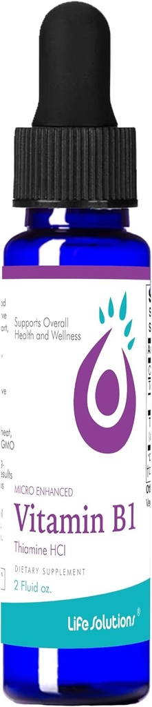 Life Solutions Vitamin B1 Dropper 2 oz - Thiamine B1 Supplement - Enerji Boost ve Nervous Sistem Desteği için Temel B1 Vitamini - Easy Aborpsiyon için Sıvı Formül