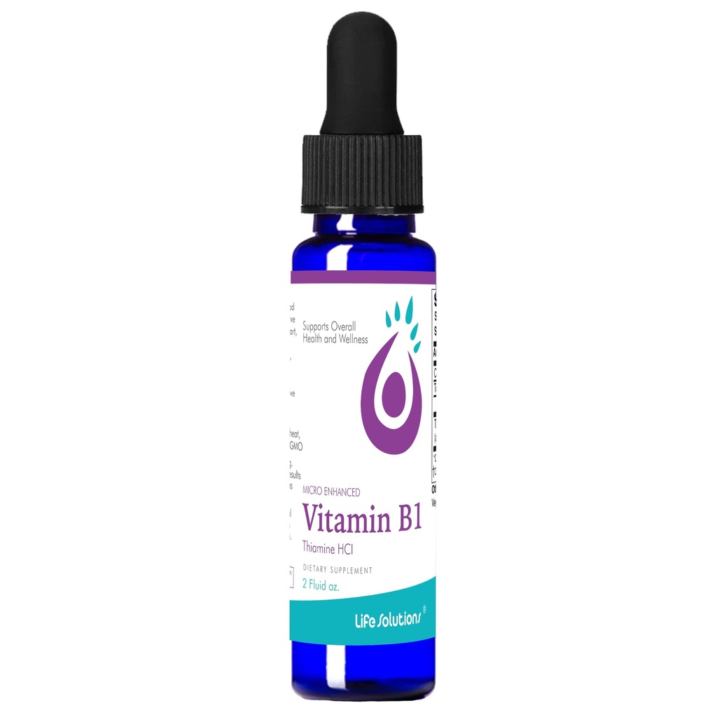 Life Solutions Vitamin B1 Dropper 2 oz - Thiamine B1 Supplement - Enerji Boost ve Nervous Sistem Desteği için Temel B1 Vitamini - Easy Aborpsiyon için Sıvı Formül