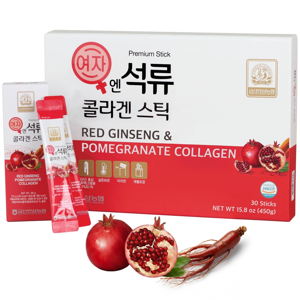 Koreli Beauty Baekje Geumsan Women's Pomegranate Collagen Jelly Stickoz 5.1 / 30 Count (5 Pack)