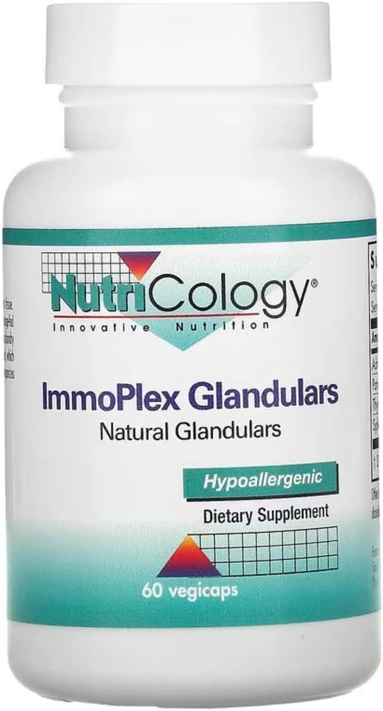 Nutricology ImmoPlex Glandular Tamam - Pancreas, Adrenal, Thymus, Spleen, Beef Organ Kompleksi, Bovine, Ovine, Vegetarian Capsules - 60 Count