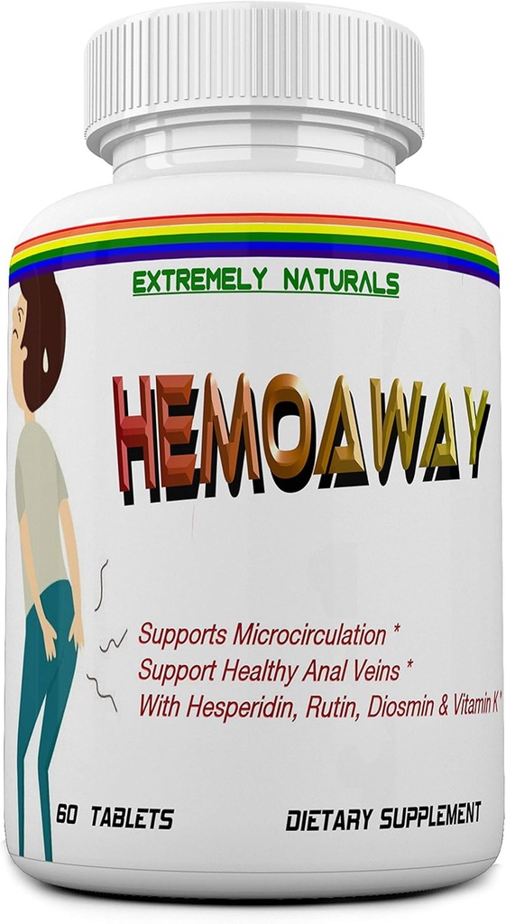 HEMOAWAY Natural Hemorrhoid Vitamins. Piles & Anal Fissure Relief. 60 Tablets