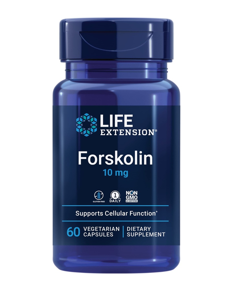 Επέκταση ζωής Forskolin, Coleus forskohlii, Cellular Energy Health Support Supplement, 10 mg, τυποποιημένο εκχύλισμα, μη-GMO, χωρίς γλουτένη, χορτοφαγικά, 60 κάψουλες, 1-2 μήνες προσφοράς