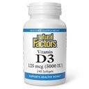 Doğal Faktörler, Vitamin D3, 5.000 İ, Ortak Destekler, Bone & Immune Health, 240 Kont (kömün)