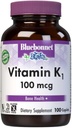 Bluebonnet Vitamin K1 100 mcg Bone Health - Phylloquinone Crystalline K Supplement - Non-GMO, Kosher sertifikalı, Gluten-Free, Dairy-Free - 100 Vegan Caplets