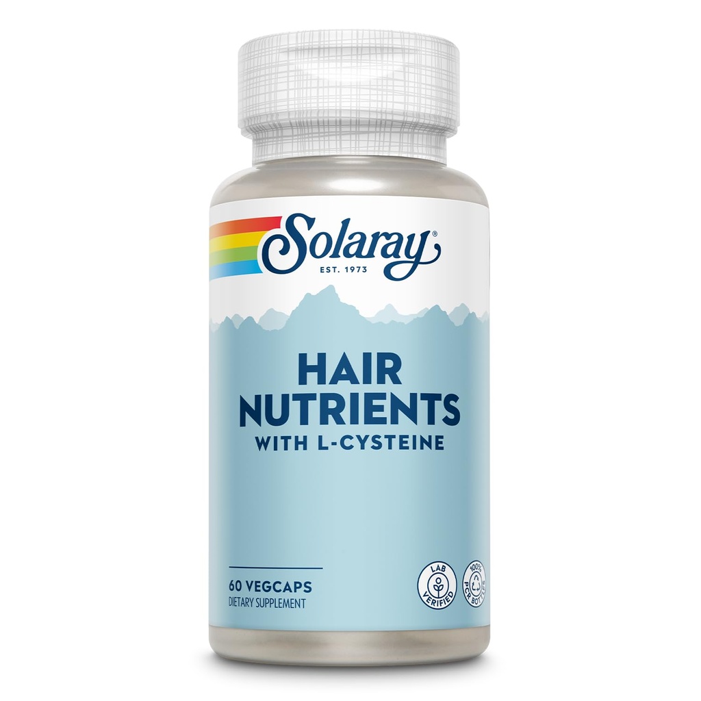 SOLARAY Saçları L-Cysteine ile Saç Vitaminleri - Saç Büyüme Desteği için Biotin ile Saç Vitaminleri - Kadınlar ve Erkekler için Saç Skinleri - Lab Onaylandı, 60 Günlük Garanti - 30 Hizmet, 60 VegCaps
