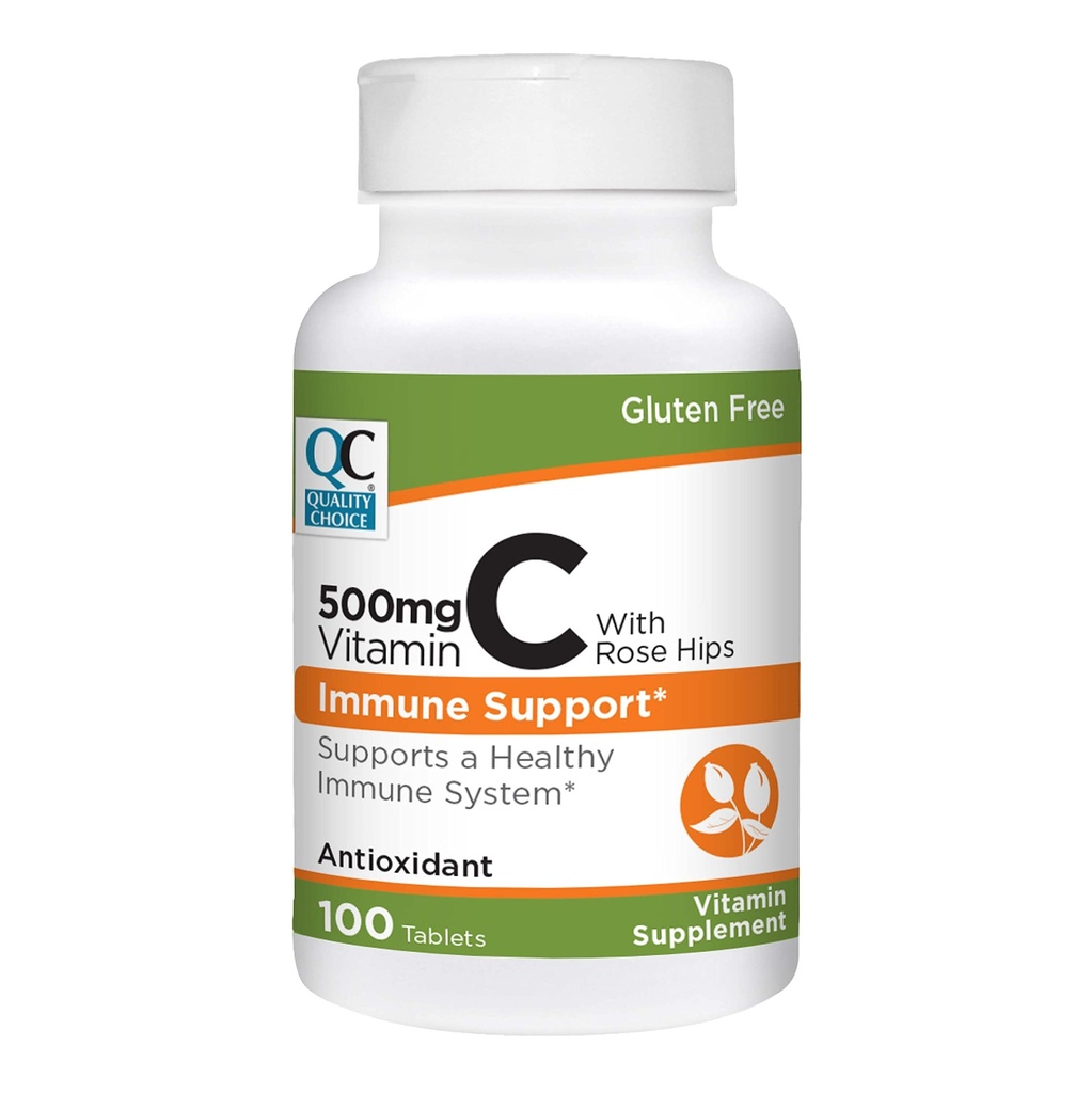 Yemek seçenekleri 500 mg Vitamin C with Rose Hip Supplement Immune System Health Tablets 100 Count Şişes