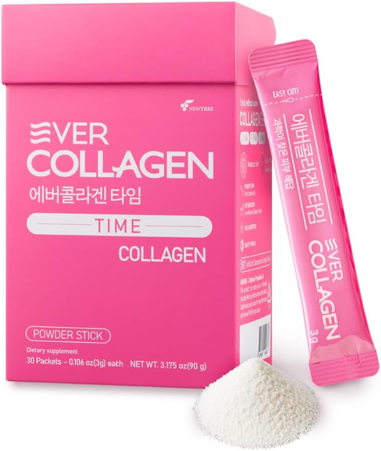 NEWTREE Low Molecular Multi Marine Collagen Peptides Protein Tozu Skin Hair Nail Health & Beauty Type I III Collagen Supplement for Women Men, 30 Packets (Apple Flavor)