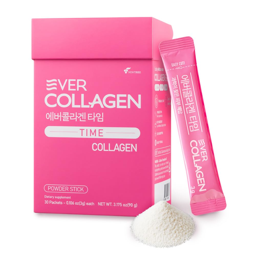 NEWTREE Low Molecular Multi Marine Collagen Peptides Protein Tozu Skin Hair Nail Health & Beauty Type I III Collagen Supplement for Women Men, 30 Packets (Apple Flavor)