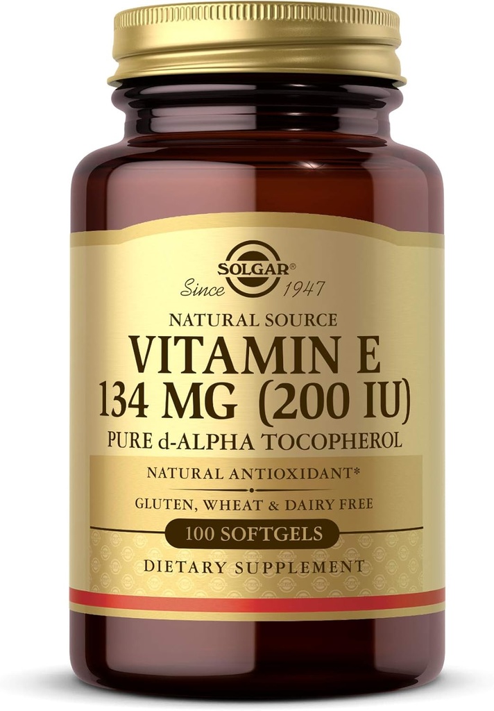 Solgar Vitamin E 200 IU Alpha, 100 Softgels - Antioksi, Sağlıklı Ağlama, Sağlıklı Cilt, Immune Sistem Desteği - Doğal Kaynak Vitamini E - Gluten Ücretsiz, Süt Ücretsiz - 100 Hizmet