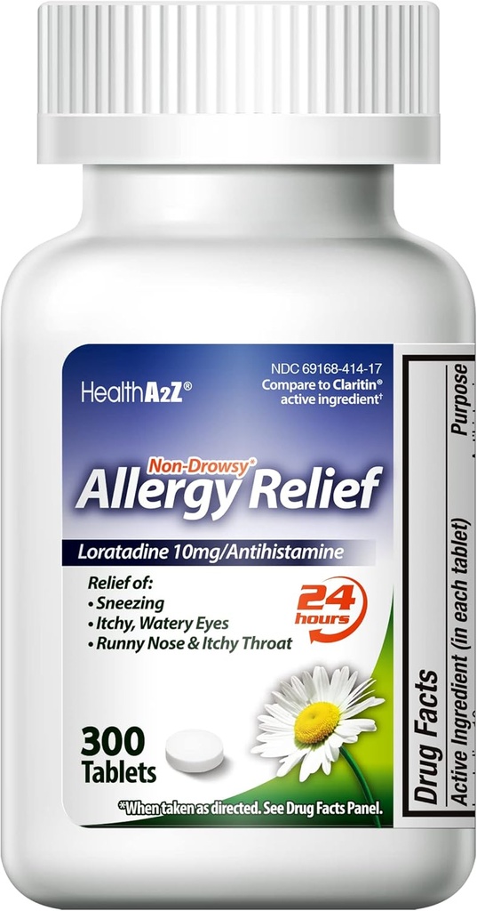 SağlıkA2Z® Antihistaminizm | Itchy Throat, Sneezing, Runny Noses | 24 Saat Antisiyal Tıp (300 Tablet)