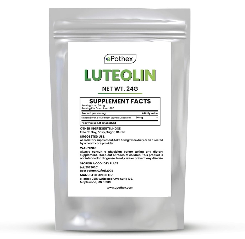 EPothex Pure Luteolin Toz 24 Grams, Beyin ve Nervous Sistem Desteği, Immune Fonksiyonelliği, maksimum Absorpsiyon