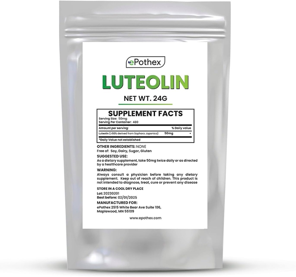 EPothex Pure Luteolin Toz 24 Grams, Beyin ve Nervous Sistem Desteği, Immune Fonksiyonelliği, maksimum Absorpsiyon