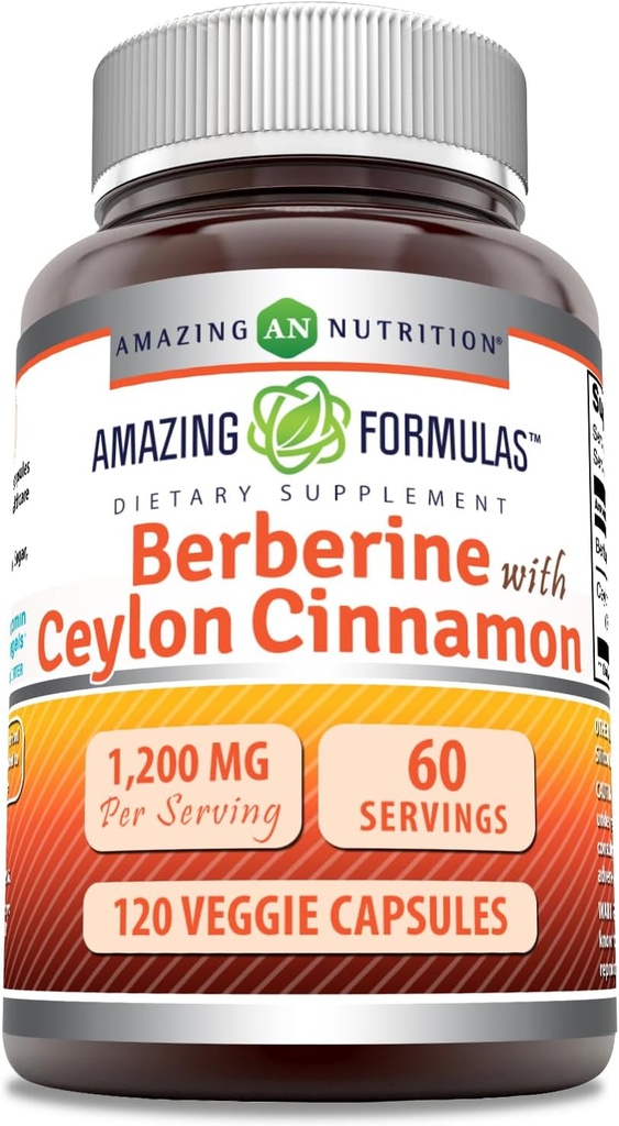 Pure Ceylon Cinnamon 1200 Mg ile Şaşırtıcı Formulaler Berberine | Premium Kompleksi Tamam | Veggie Capsules | Non-GMO | Gluten Free | ABD'de Yapılacaklar (1 Pack | 120)