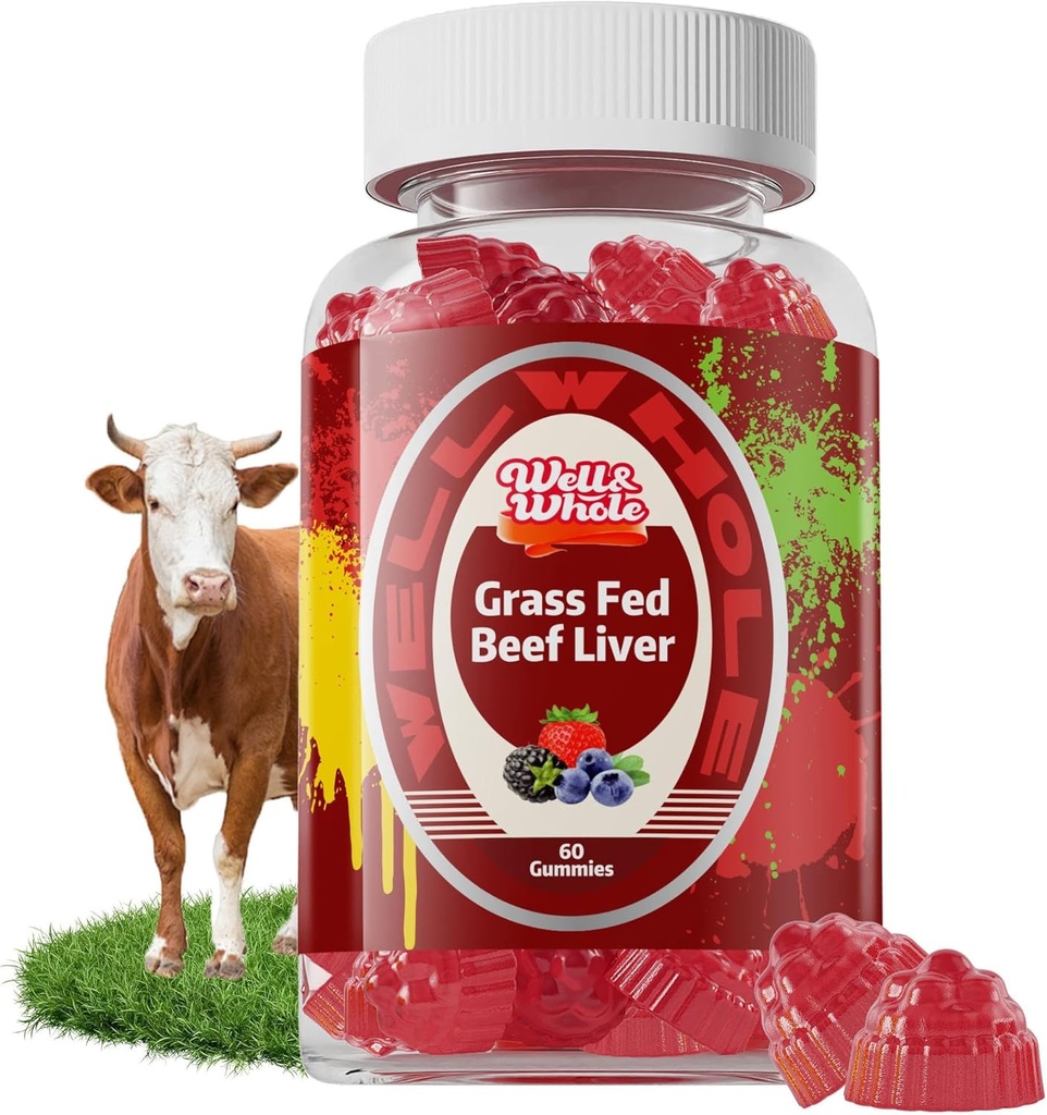 Grass Fed Beef Liver Gummies, Dessicated Beef Liver Supplement for Energy, Immunity, and Full Wellness - Non GMO, Gluten Free, 60s Count
