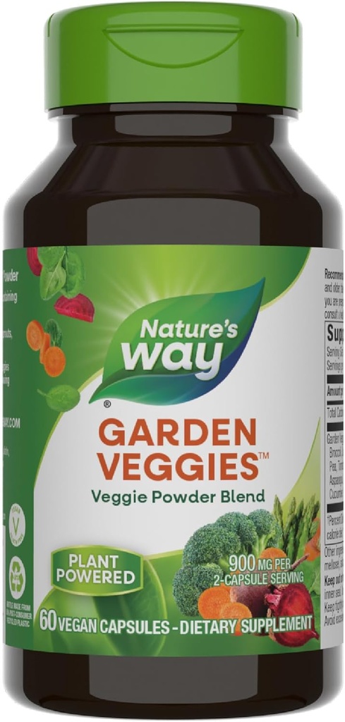 Nature's Way Garden Veggies, Veggie Powder Blend, 900 mg ανά 2-Capsule Serving, 60 Vegan Capses (Packaging May Vary)