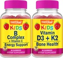 Well Well Evet B Kompleksi Çocuklar + Vitamin D3+K2 Çocuklar, Gummies Sche - Great Tasting, Vitamin Supplement, Gluten Free, GMO Free, Chewable Gummy