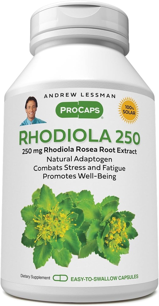 ANDREW LESSMAN Rhodiola Rosea 250mg - 60 Capsules - Standardized Extract. Doğal Adaptojen. Stres ve Fatigue ile savaş. Sağlıklı Well Varlığı teşvik eder. Katkı yok. Küçük Easy to Swallow Capsules