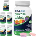 TRUEplus® Glucose Tabletleri, Assorted Flavor (Grape, Raspberry, Orange) - 50ct Şişe - 6 Pack
