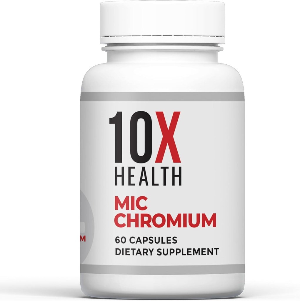 10X Health MIC Chromium Supplements - 60 Capsules - Contains Choline Inositol & L Methionine - Mineral Supplements for Daily Nutritional Support - Chromium, L-Methionine, Choline Supplements
