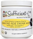 Sufficient-C High Dose Non-GMO Vitamin C Limon Peach Immune-Ade Drink Mix, 125 Gram Boyut w/L-lysine, Bromelain & a Premium% 96 Pure Green Tea Extract - Stomach Friendly, Adrenal Supportive
