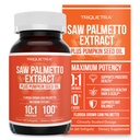 Saw Palmetto Extract - 10X Potency, Farm Grade Strength - Plus Riley Tohum Yağı - Destek Prostate Health, Relieves Urination Issues, Supports Hair Growth, Duo Blocker – 60 Softgels