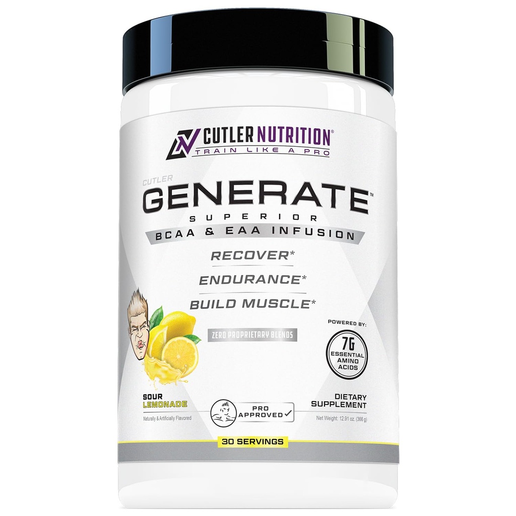 Cutler Beslenme Genrate EAA ve BCAA Tozu: En İyi Gemiler Sıvı Asitler Supplement with Essential replicas, 5g BCAAs, 2g EAAs for Lean Muscle | Sour Lemonade, 30 Hizmet