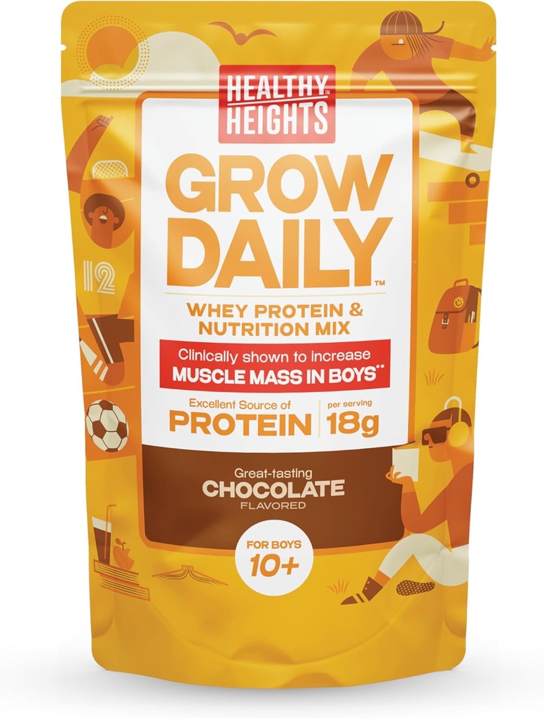 Healthy Heights Grow Daily Kids Protein Drink Mix (Chocolate) - Υψηλή πρωτεΐνη Shake για αγόρια 10+