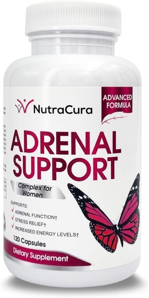 Kadınlar için Adrenal Destek - Adrenal Fatigue Supplement - Cortisol Manager - Doğal Malzemeler Kompleksi, BTC, Tyrosine, Ashwagandha Rhodiola Rosea. 120 Capsules